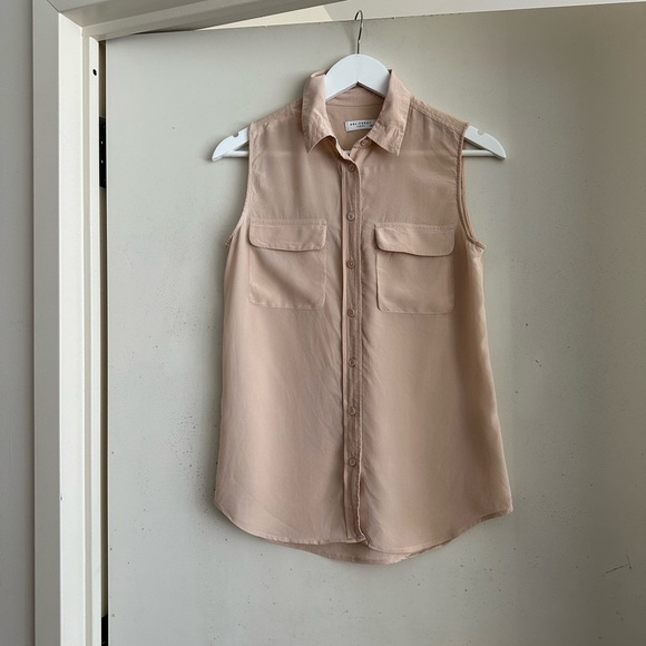 Equipment Beige Silk Sleeveless Blouse - Picture 3 of 5